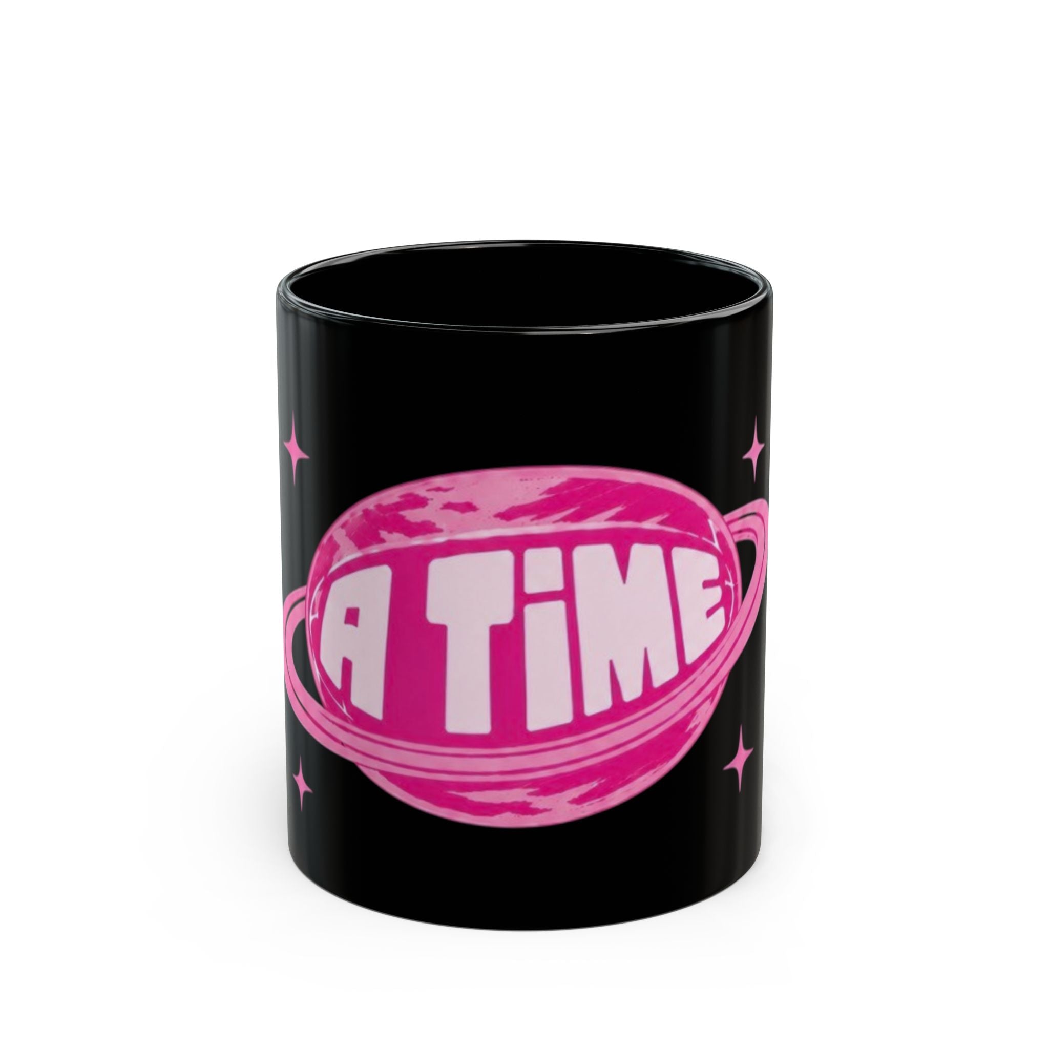 Atime Black Mug pink logo